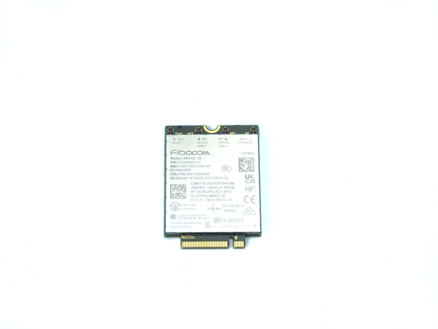 Lenovo Fibocom L860-GL Genuine 4G LTE CAT16 WWAN M.2 Card (5W11H85369)